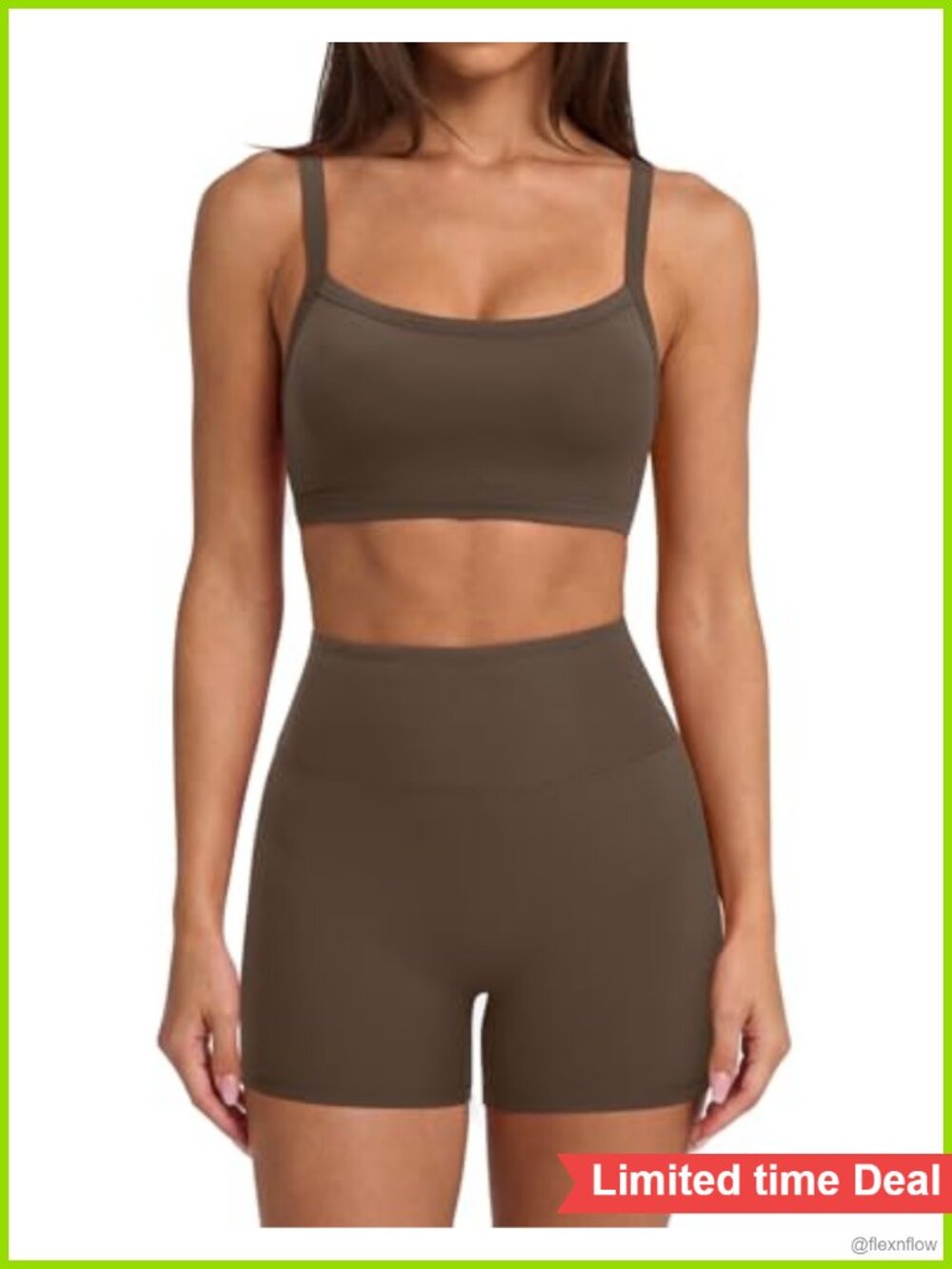 Women Padded Athletic Crop Top & Biker Shorts Matching Set 2 Piece High Waisted